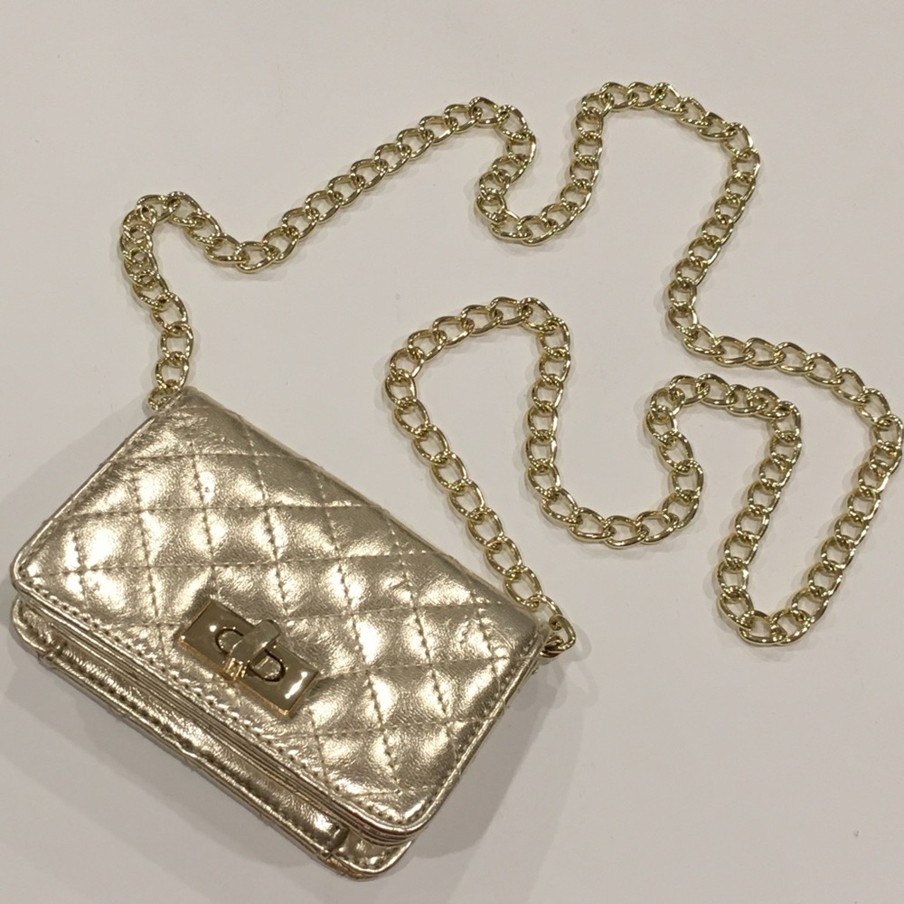 Quilted Gold Crossbody Mini Bag